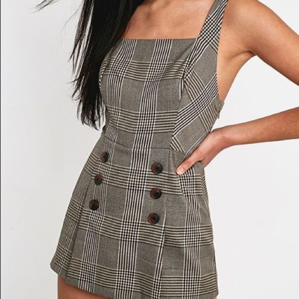 UO plaid skort romper